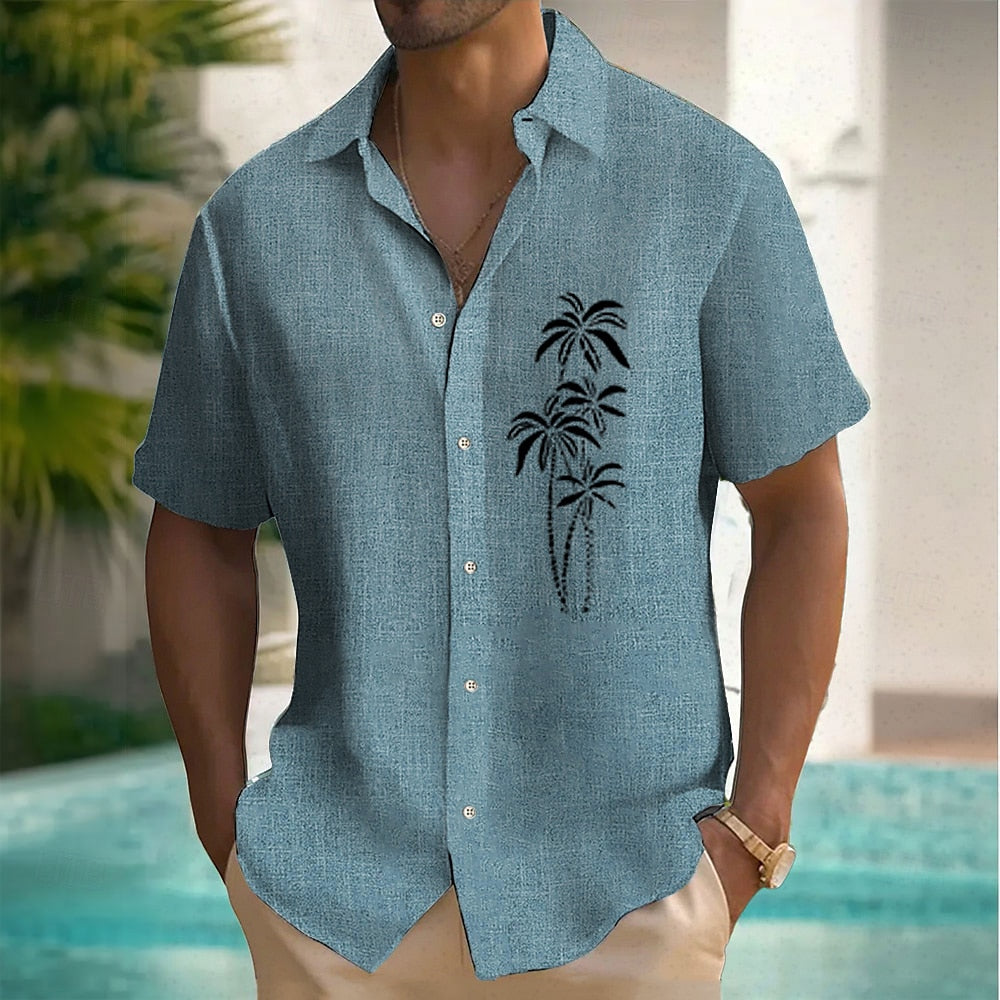 Coconut Tree Linen Hawaiian Shirt