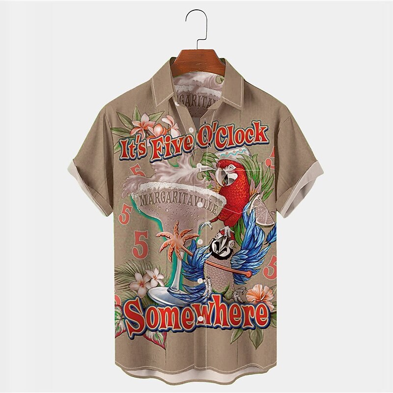 Parrot Print Hawaiian Shirt Tropical Streetwear