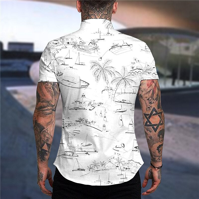 Coconut Tree Graffiti Aloha Shirt