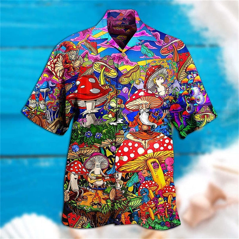Camisa de hongo Camisa hawaiana de verano Camisa Aloha Camisa