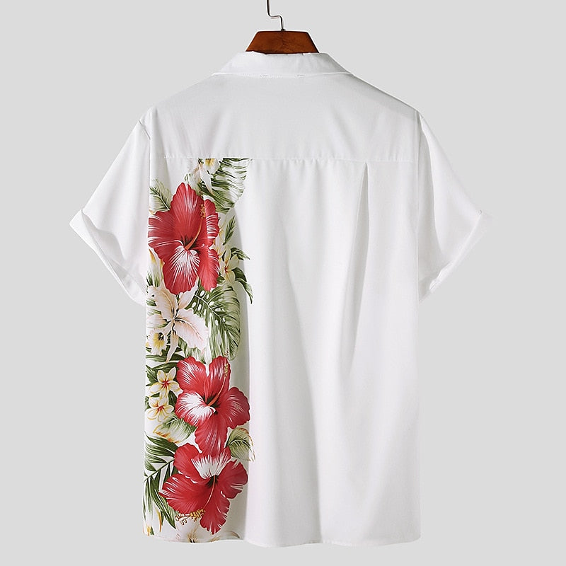 Camisa floral Camisa abotonada Manga corta