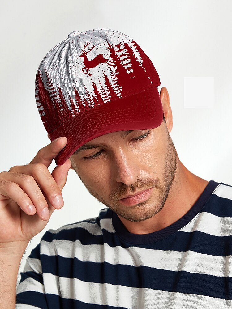 Red & White Deer Cap