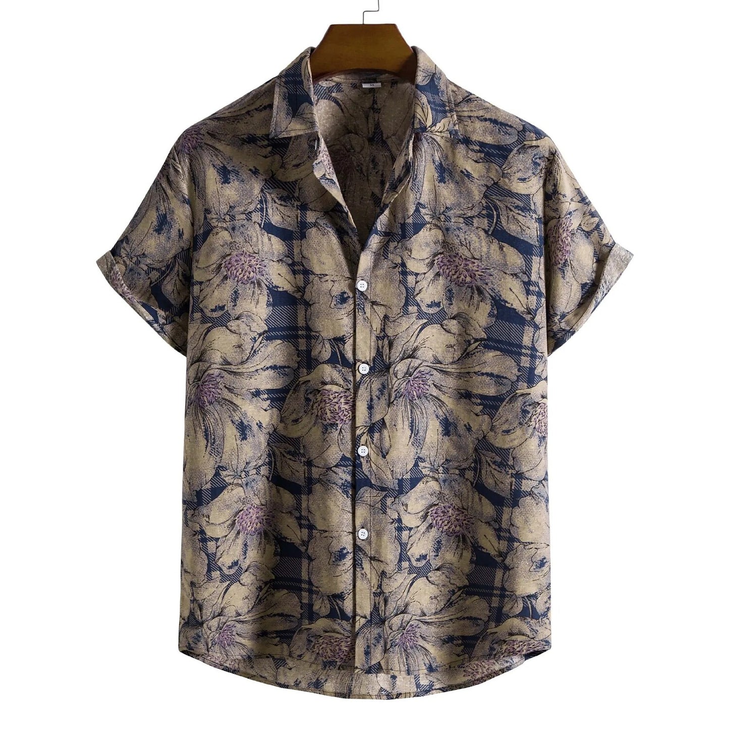 Camisa hawaiana de verano con hojas y plantas tropicales, camisa hawaiana de manga corta