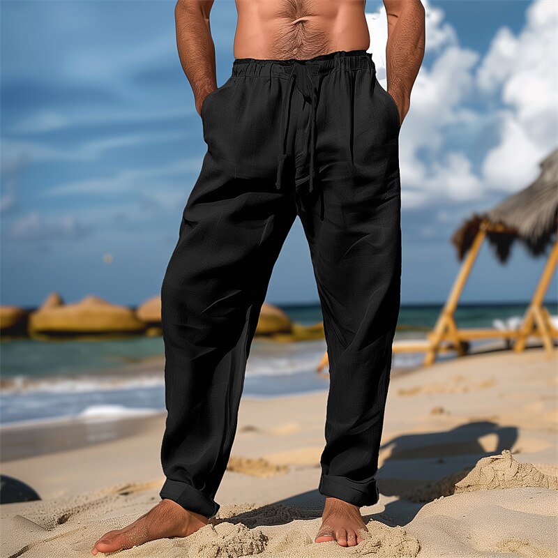Simple Linen Drawstring Beach Pants