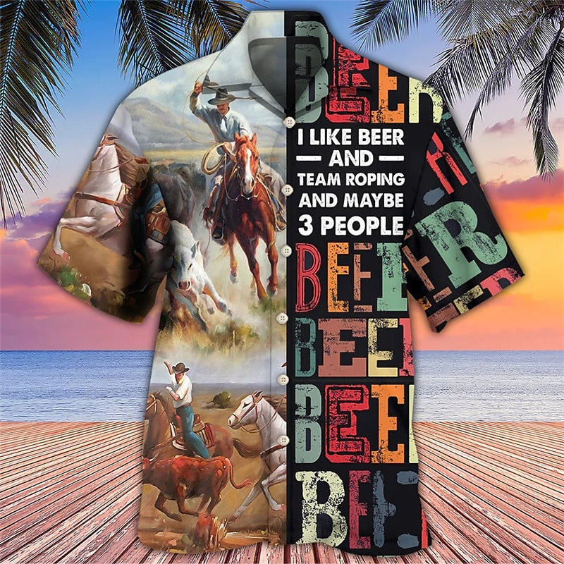 Camiseta de carreras de caballos Kentucky Derby, cerveza, camisa hawaiana de verano