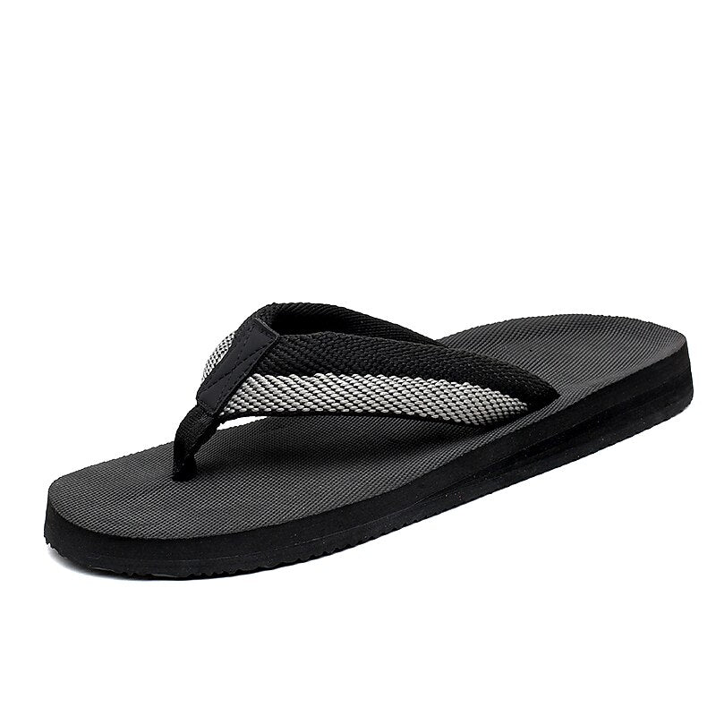 Red Flip-Flops with Black & Gold Stripes