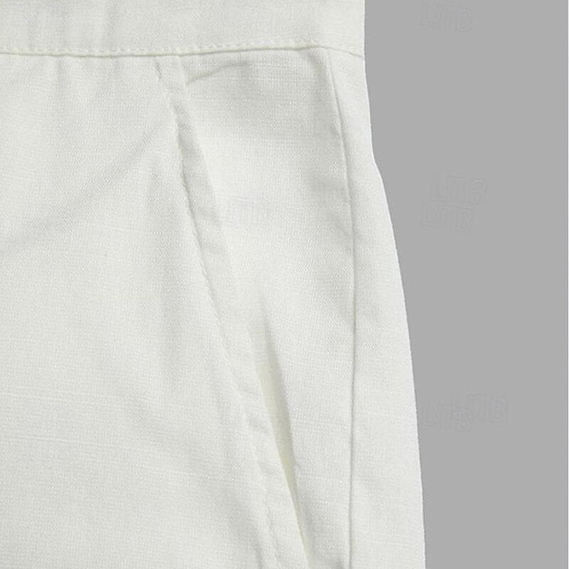 Linen Cargo Straight-Leg Pants