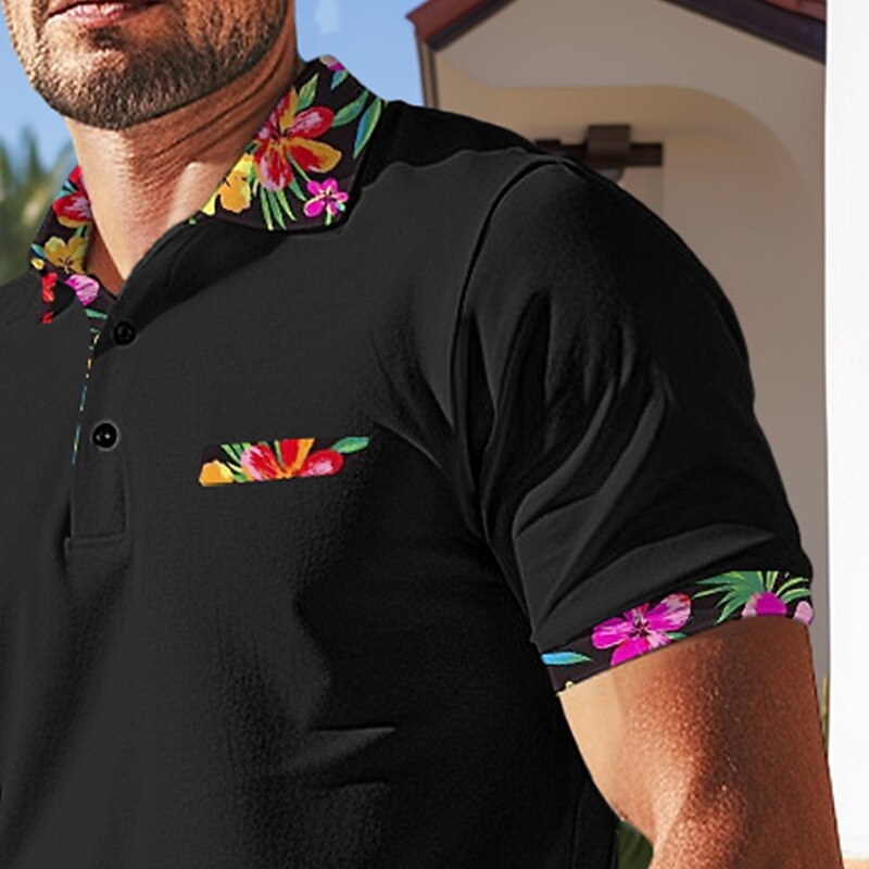 Floral Ribbed Patchwork Polo