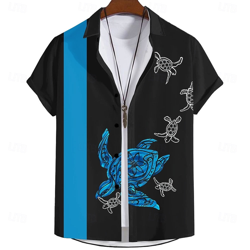 Camisa casual de tortuga Camisa hawaiana de verano Camisa Aloha Manga corta