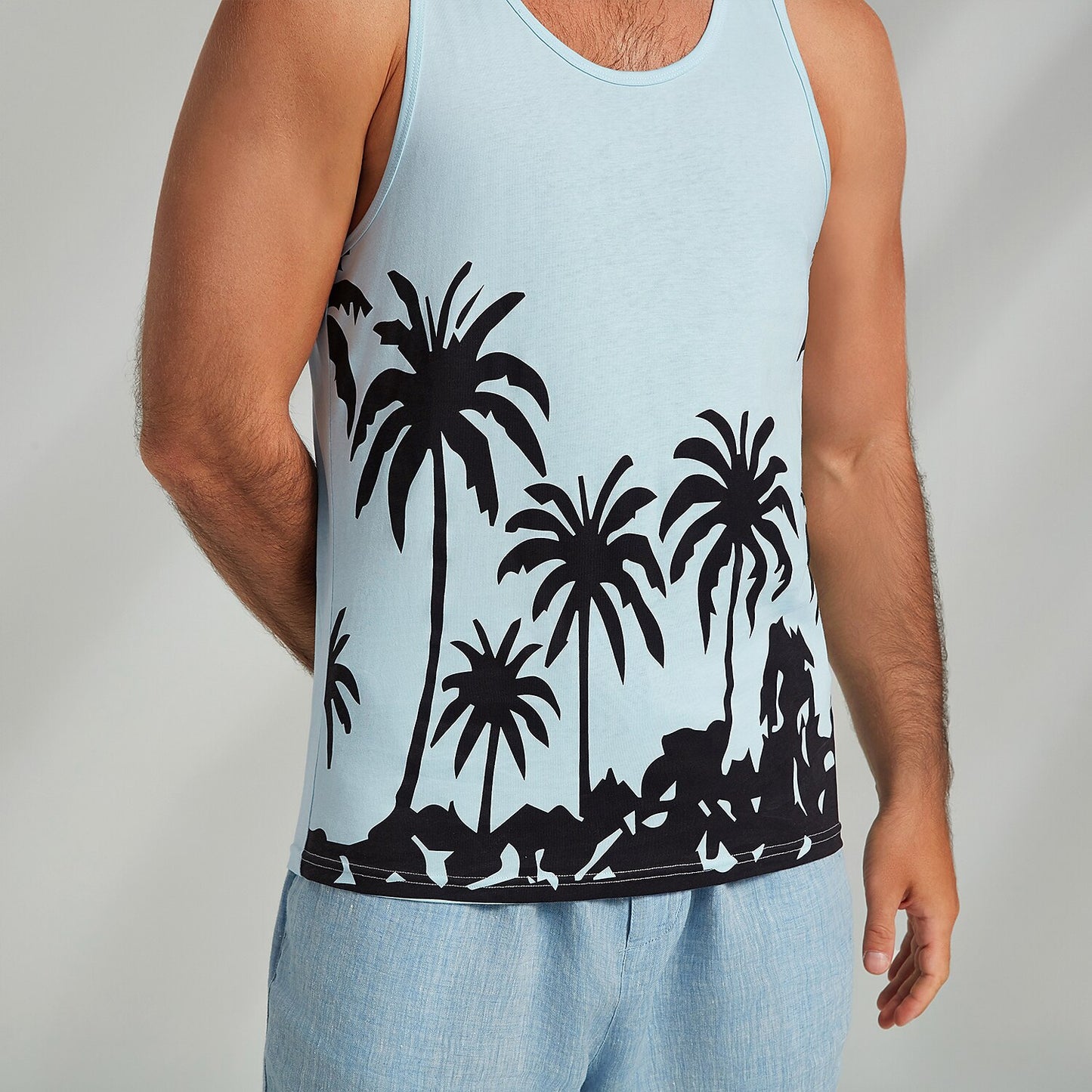 Cotton Graphic Tank Top Coconut Tree