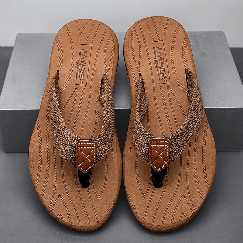 Casual Flip-Flops – Braided Straps & Textured Sole
