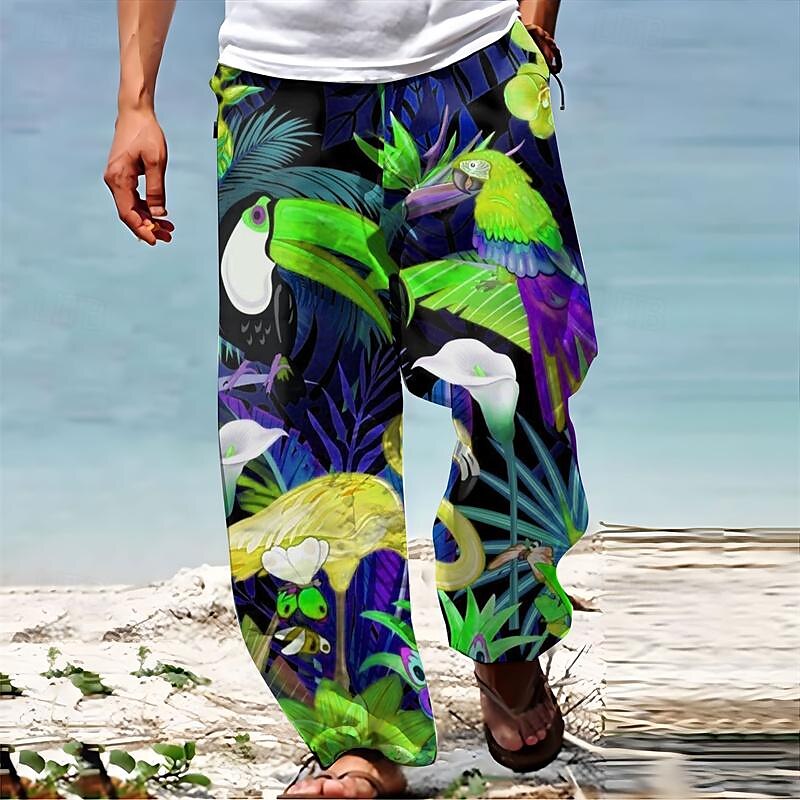 Pantalones casuales con estampado 3D de Parrot Resort