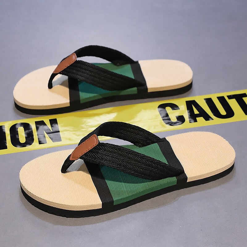Colorblocked Mesh Strap Flip Flops
