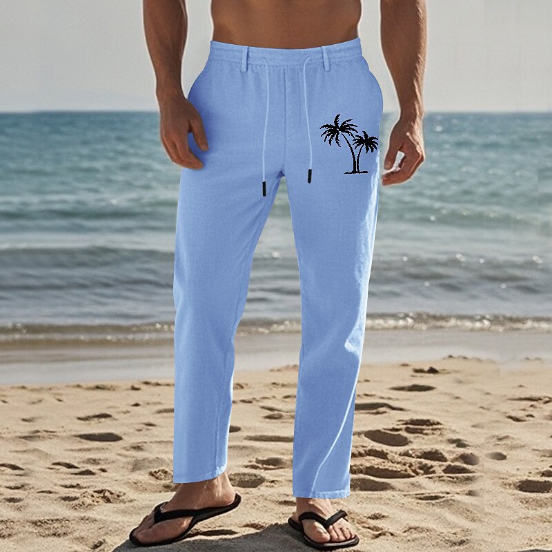 Coconut Tree Linen Beach Pants