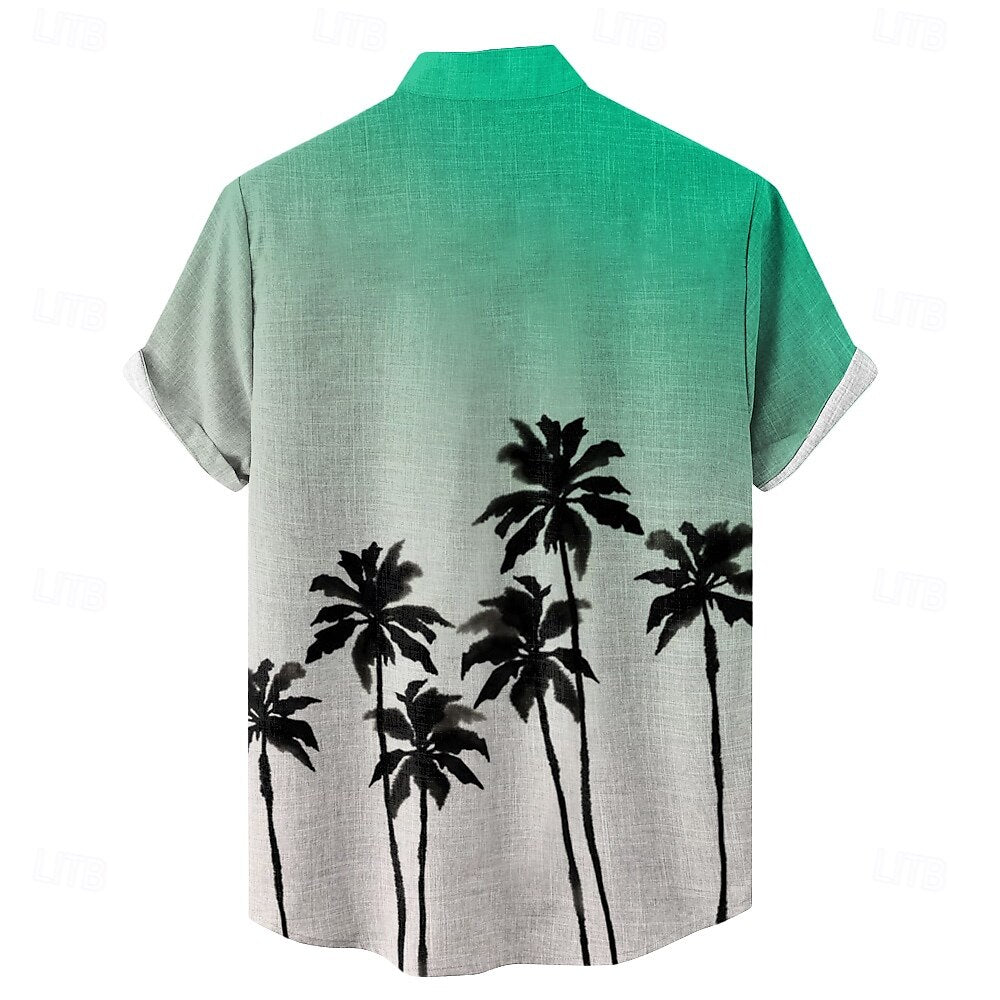Camisa hawaiana de verano con diseño de árbol de coco