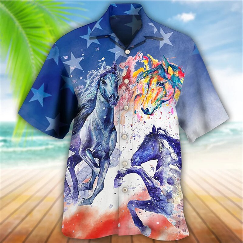 Camiseta de carreras de caballos Kentucky Derby Horse Camiseta hawaiana de verano