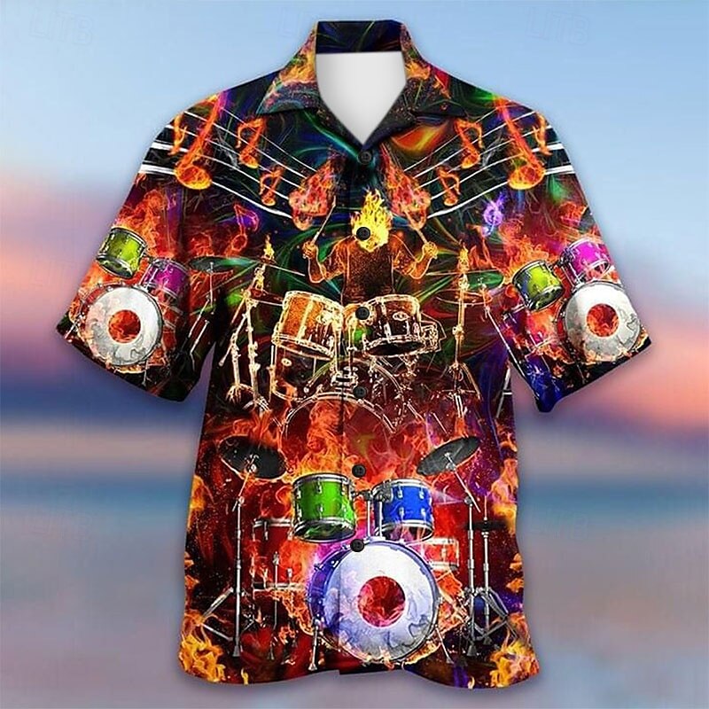 Camiseta de verano con música hawaiana y guitarra