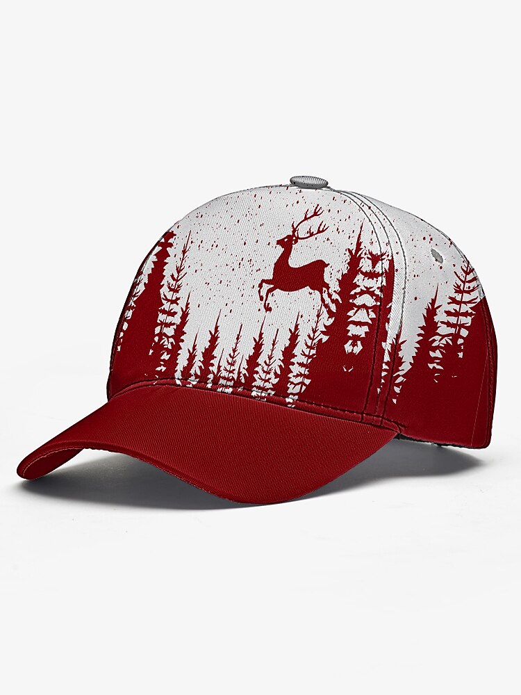 Red & White Deer Cap