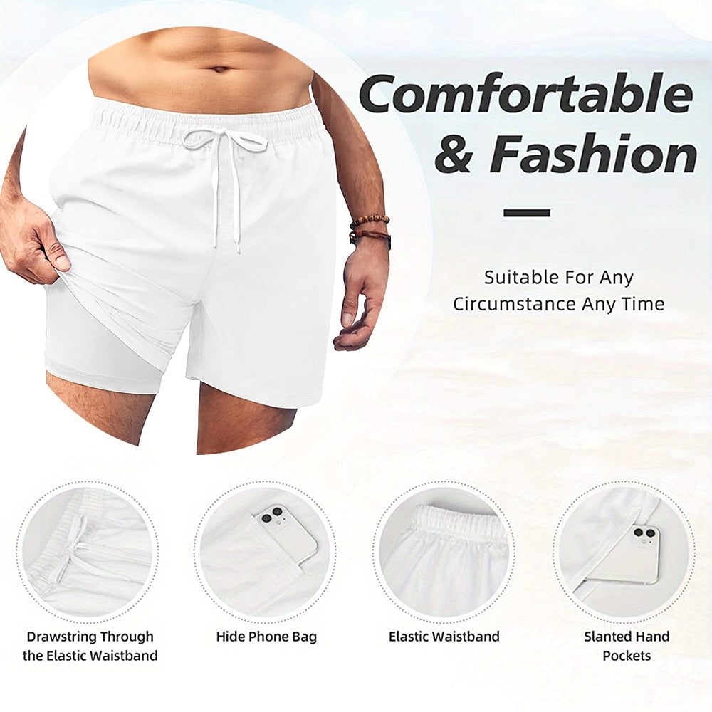 Shark Funny Sea Creatures 2-in-1 Board Shorts