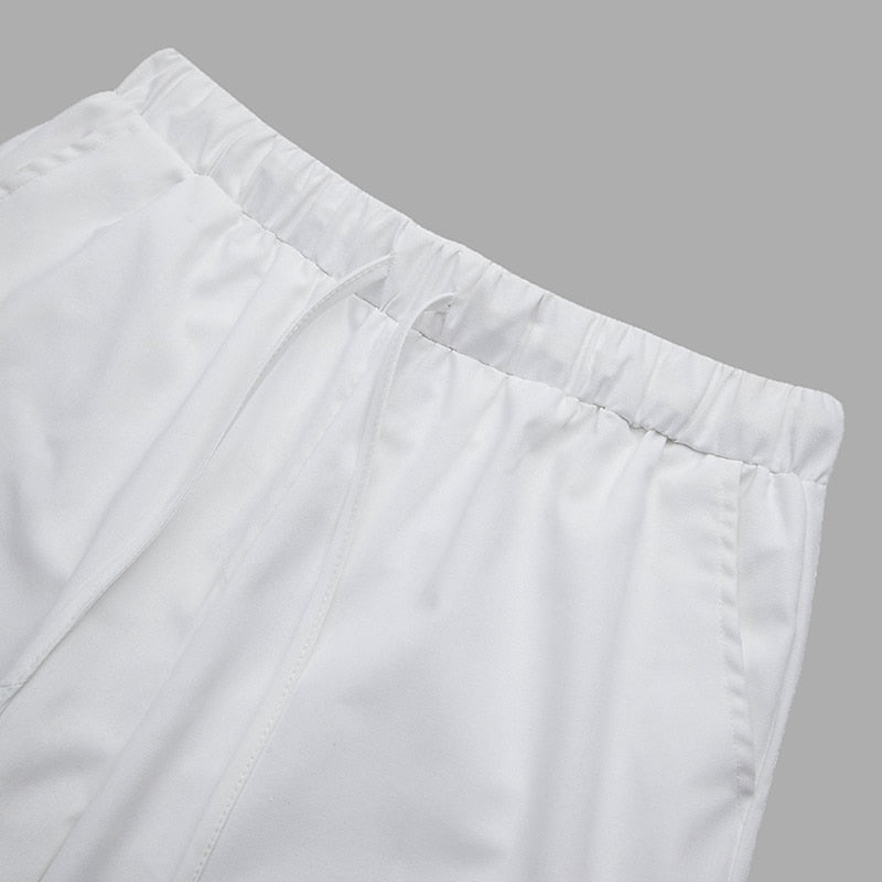 Cropped Linen Drawstring Beach Pants