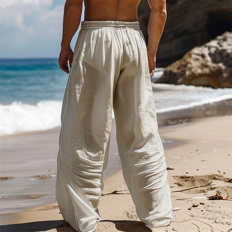 Octopus Print Linen Baggy Pants
