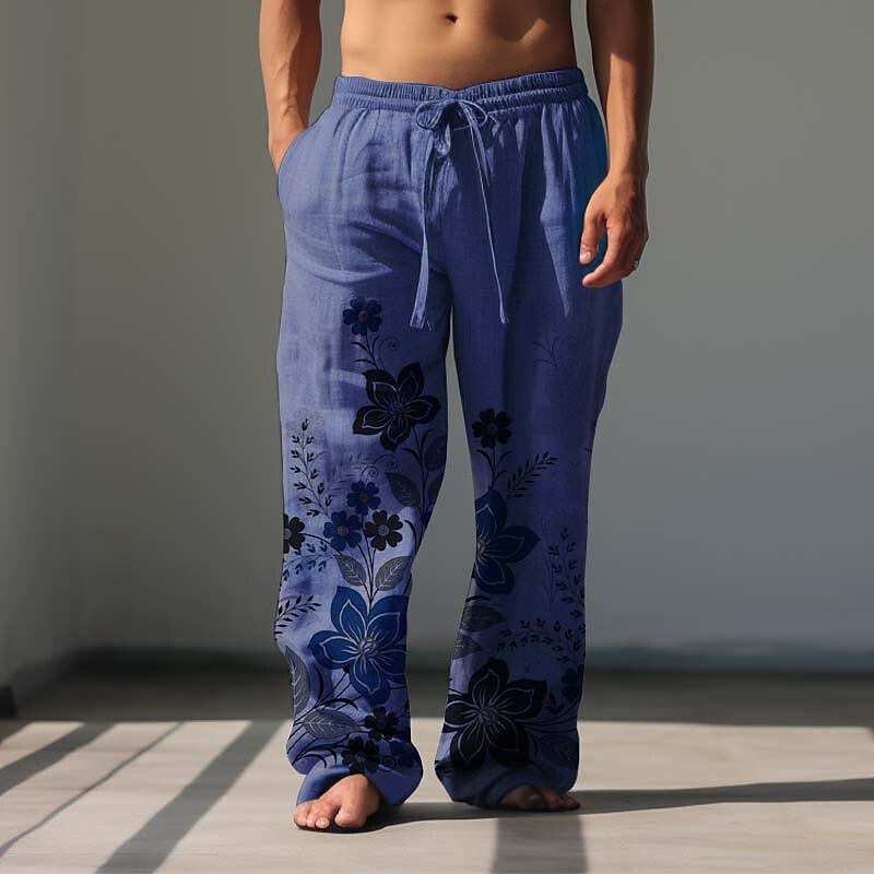 Vintage Floral Linen Baggy Pants