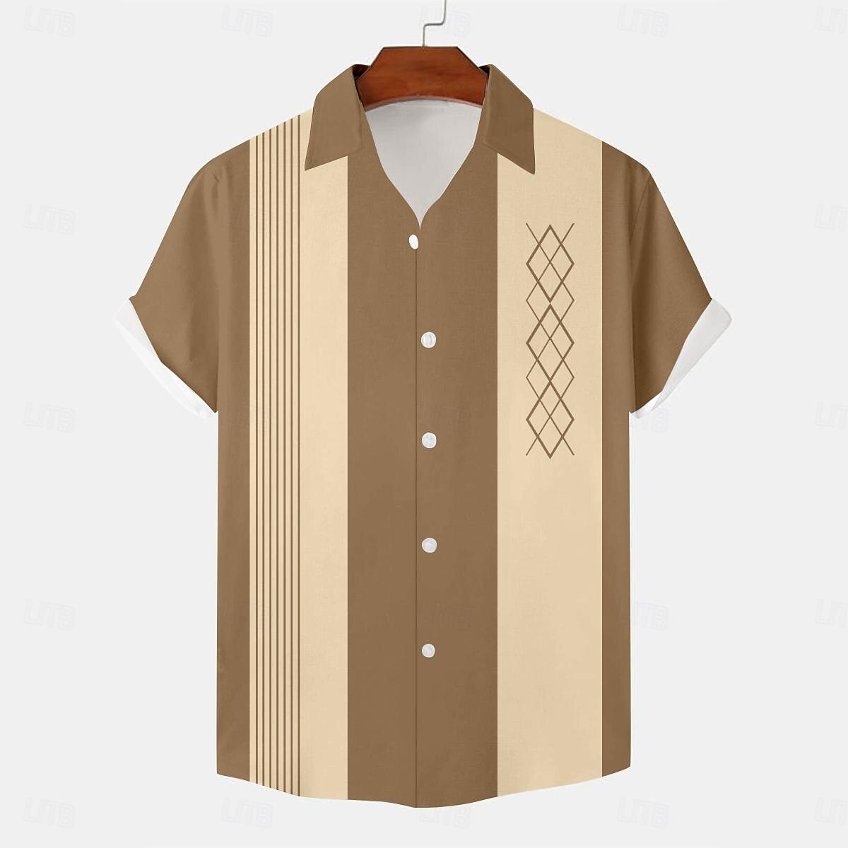Camisa de bolos Camisa abotonada Camisas estampadas Manga corta