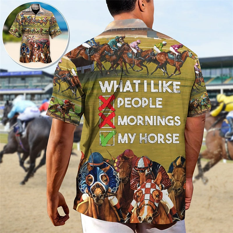 Camiseta de carreras de caballos Kentucky Derby, cerveza, camisa hawaiana de verano