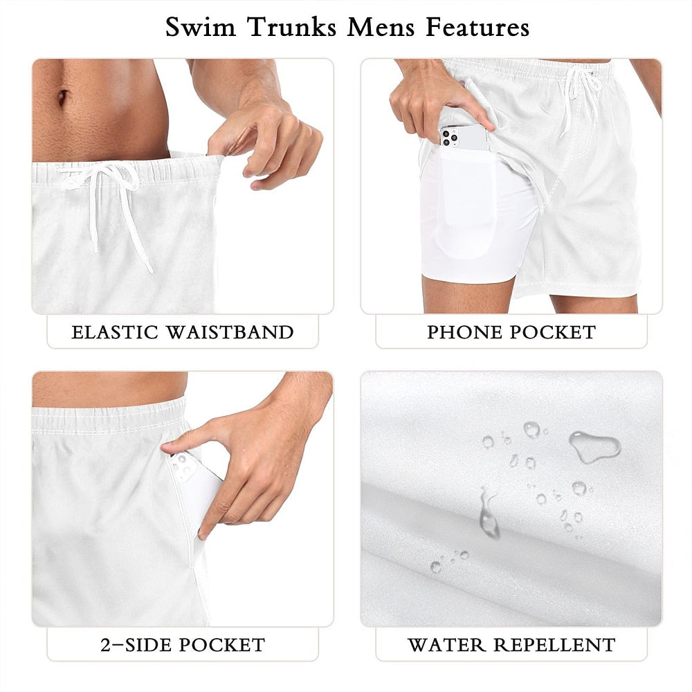 Shark Funny Sea Creatures 2-in-1 Board Shorts