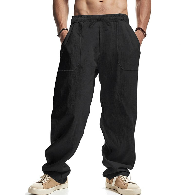 Classic Linen Straight-Leg Pants