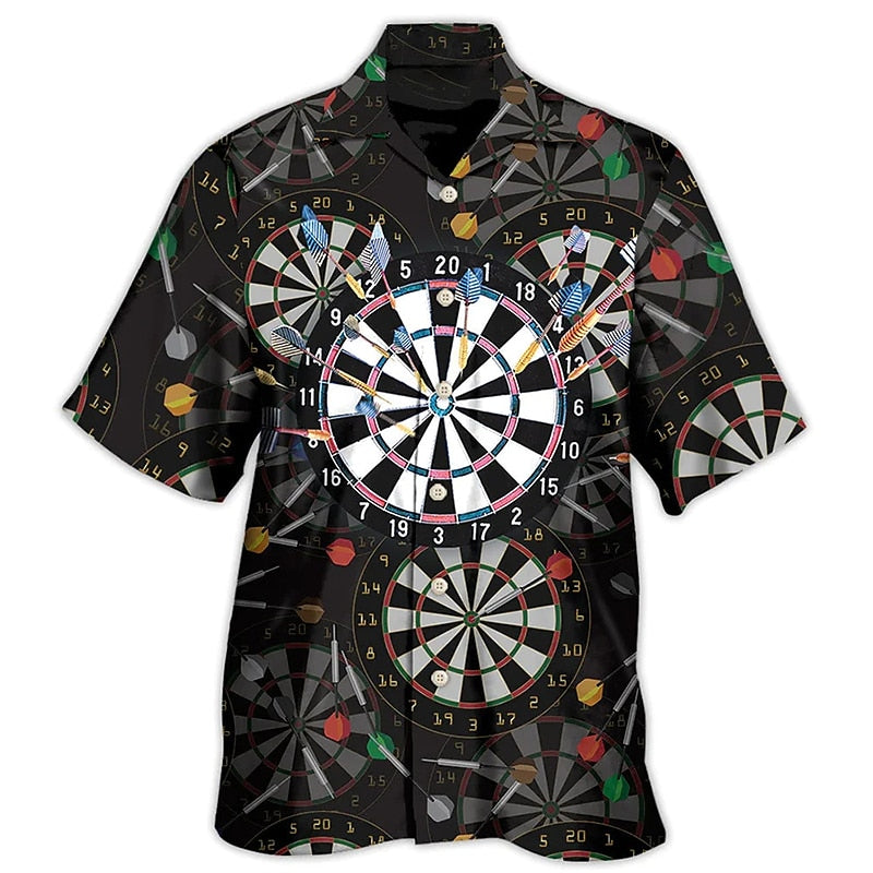Camisa de dardos Camisa hawaiana de verano Camisa Aloha Camisa de manga corta