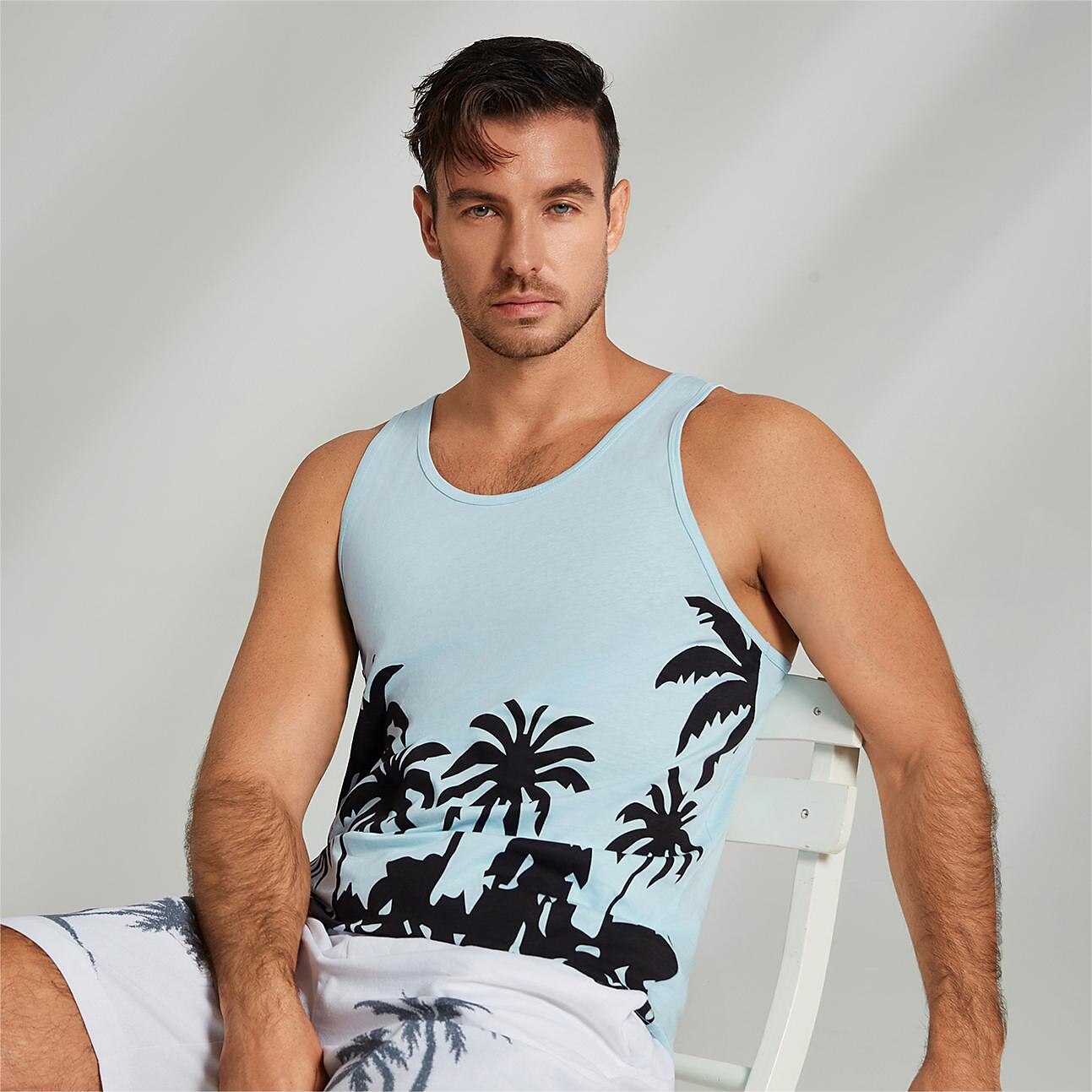 Cotton Graphic Tank Top Coconut Tree