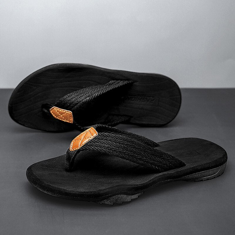 Casual Flip-Flops – Braided Straps & Textured Sole