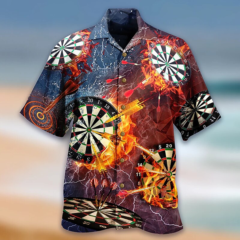 Camisa de dardos Camisa hawaiana de verano Camisa Aloha Camisa de manga corta