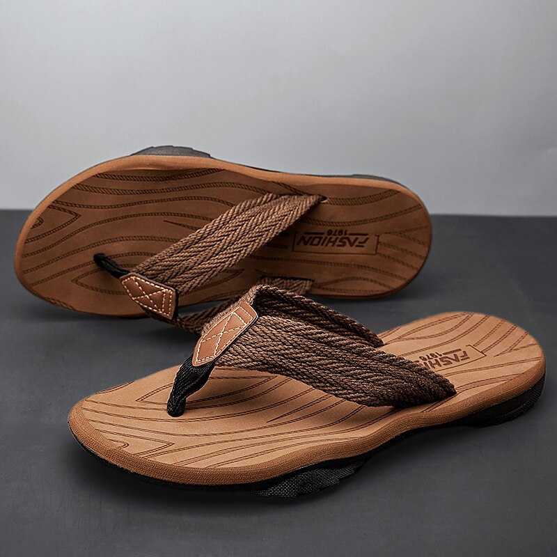 Casual Flip-Flops – Braided Straps & Textured Sole