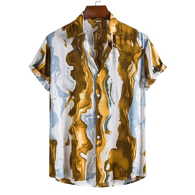 Camisa hawaiana de verano con hojas y plantas tropicales, camisa hawaiana de manga corta