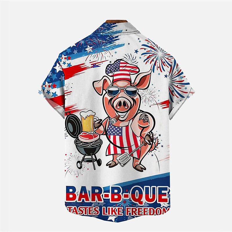 Camisa con la bandera nacional del cerdo Camisa hawaiana de verano Camisa Aloha