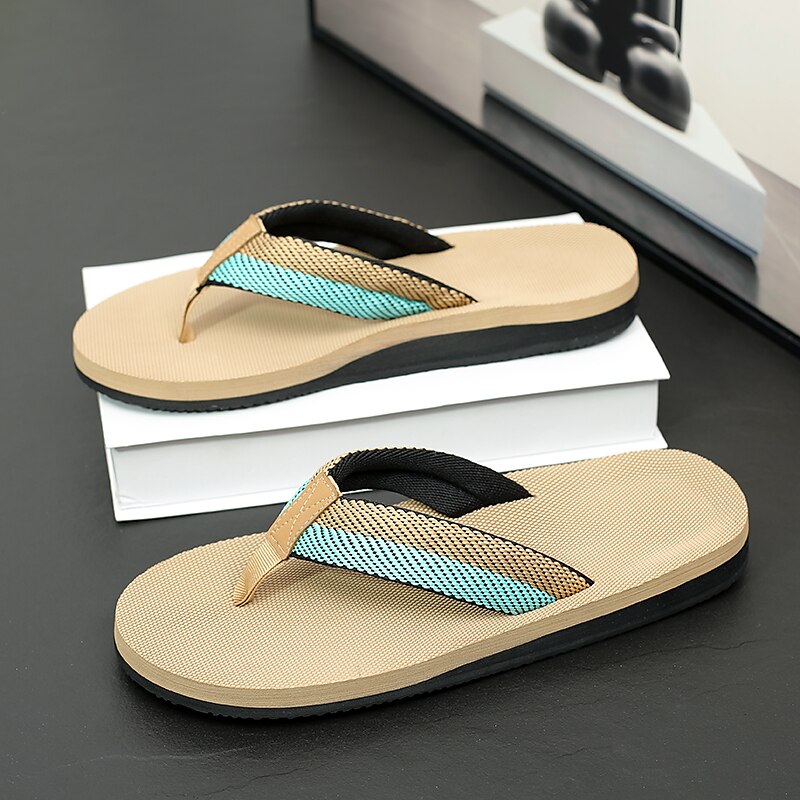 Red Flip-Flops with Black & Gold Stripes
