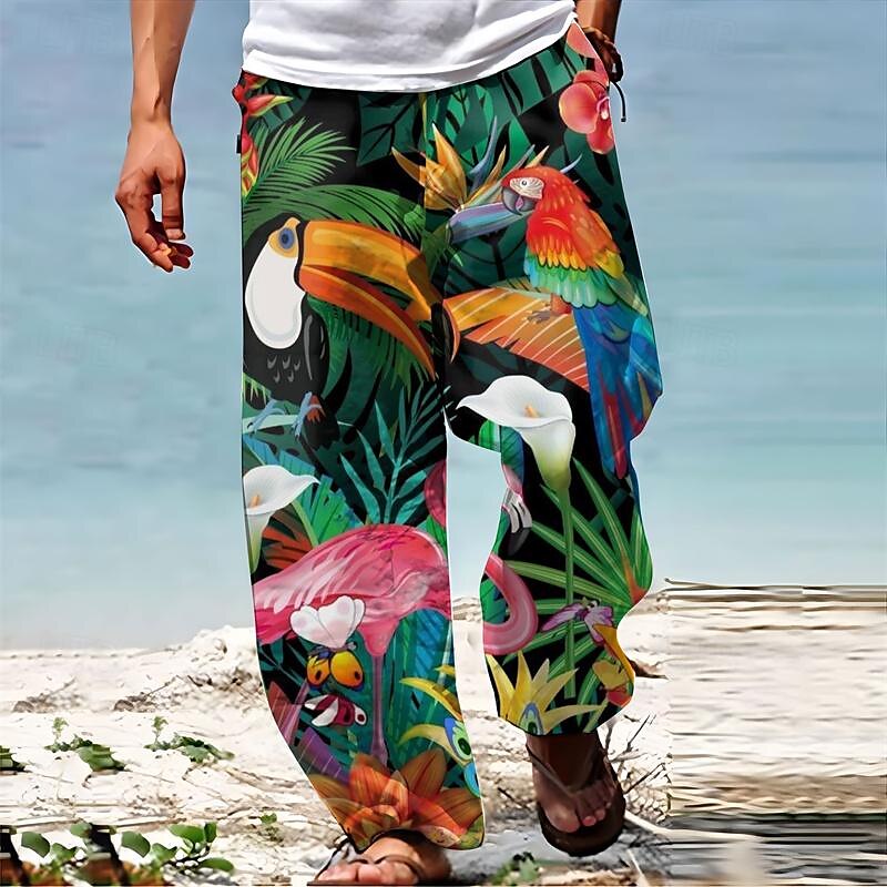 Pantalones casuales con estampado 3D de Parrot Resort