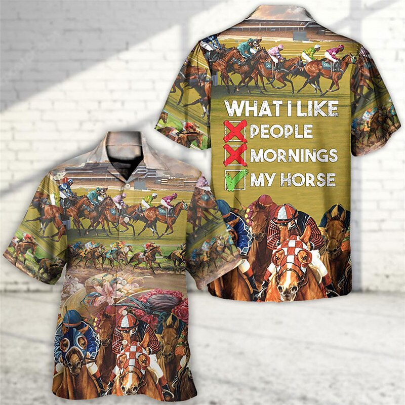 Camiseta de carreras de caballos Kentucky Derby, cerveza, camisa hawaiana de verano