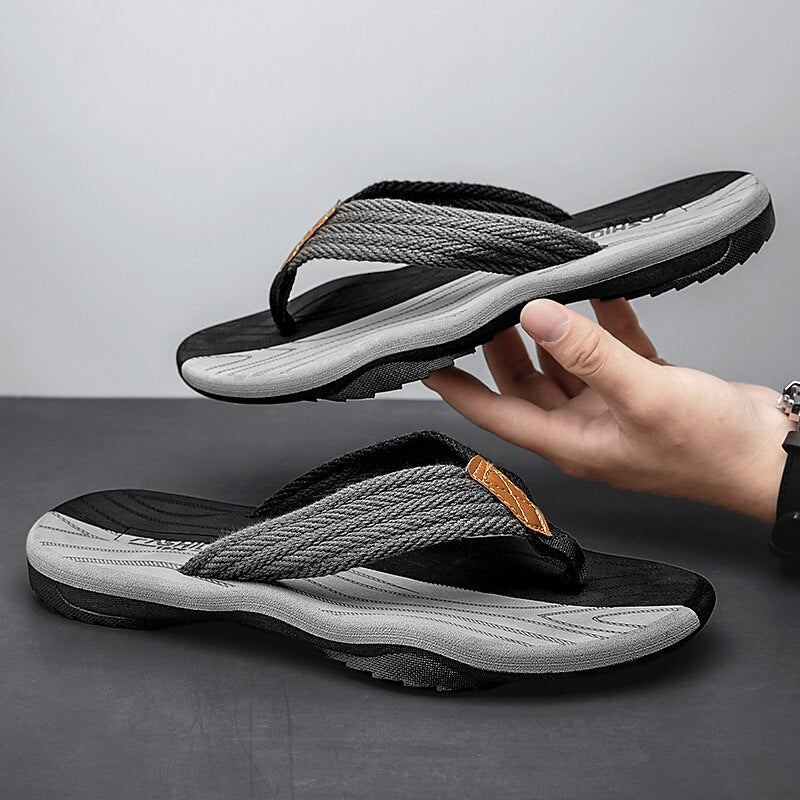 Casual Flip-Flops – Braided Straps & Textured Sole