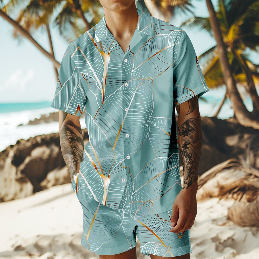 Palm Leaf Tropical Plants Shirt Set