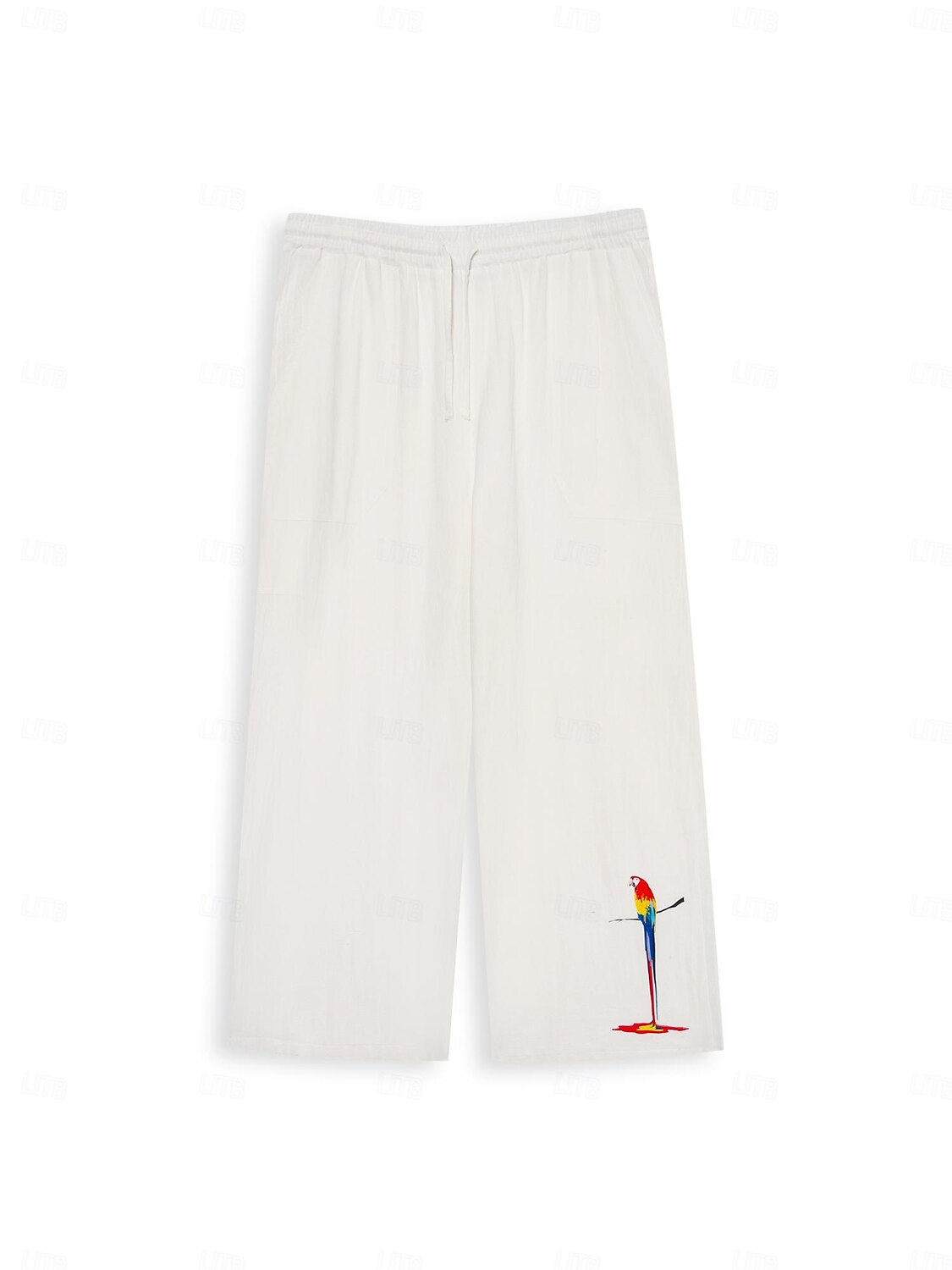 Bird Print Drawstring Beach Pants