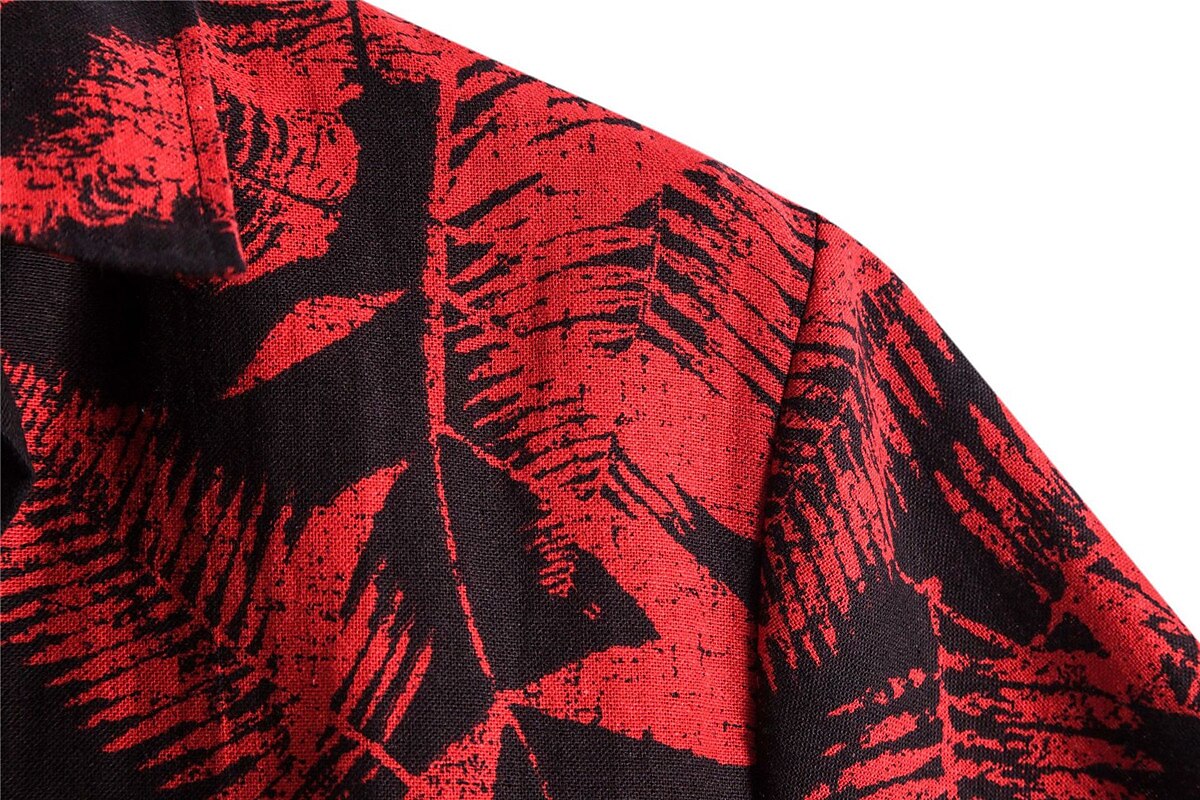 Camisa hawaiana de verano con hojas y plantas tropicales, camisa hawaiana de manga corta