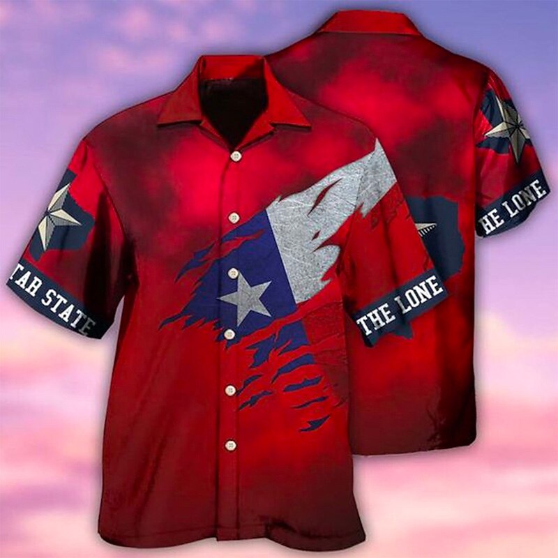Camisa con botones y bandera estadounidense del Día de la Independencia de Estados Unidos
