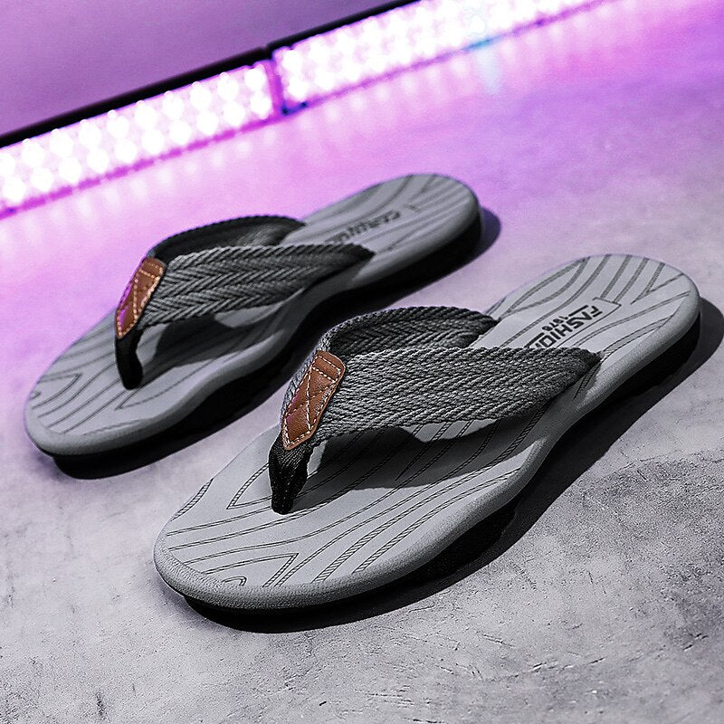 Casual Flip-Flops – Braided Straps & Textured Sole