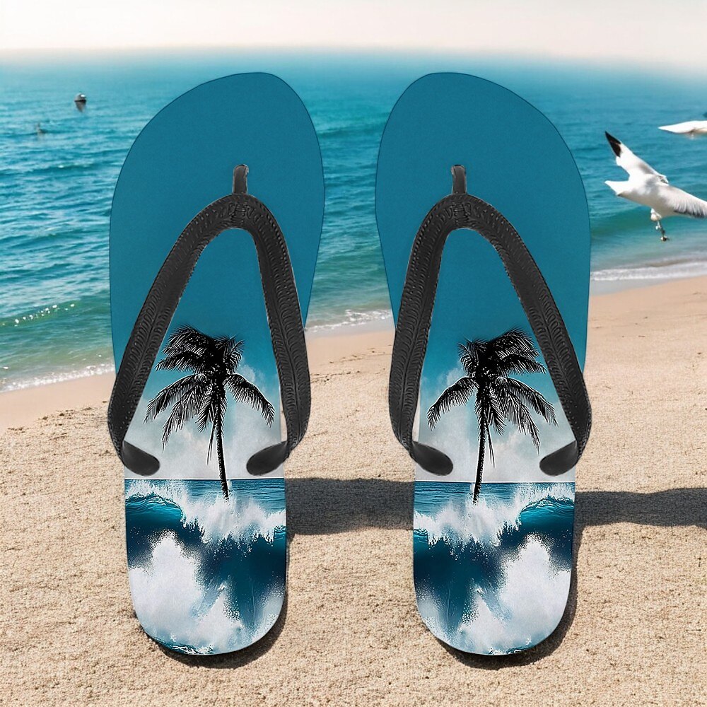 Hawaiian Coconut Tree Pattern Beach Flip Flops