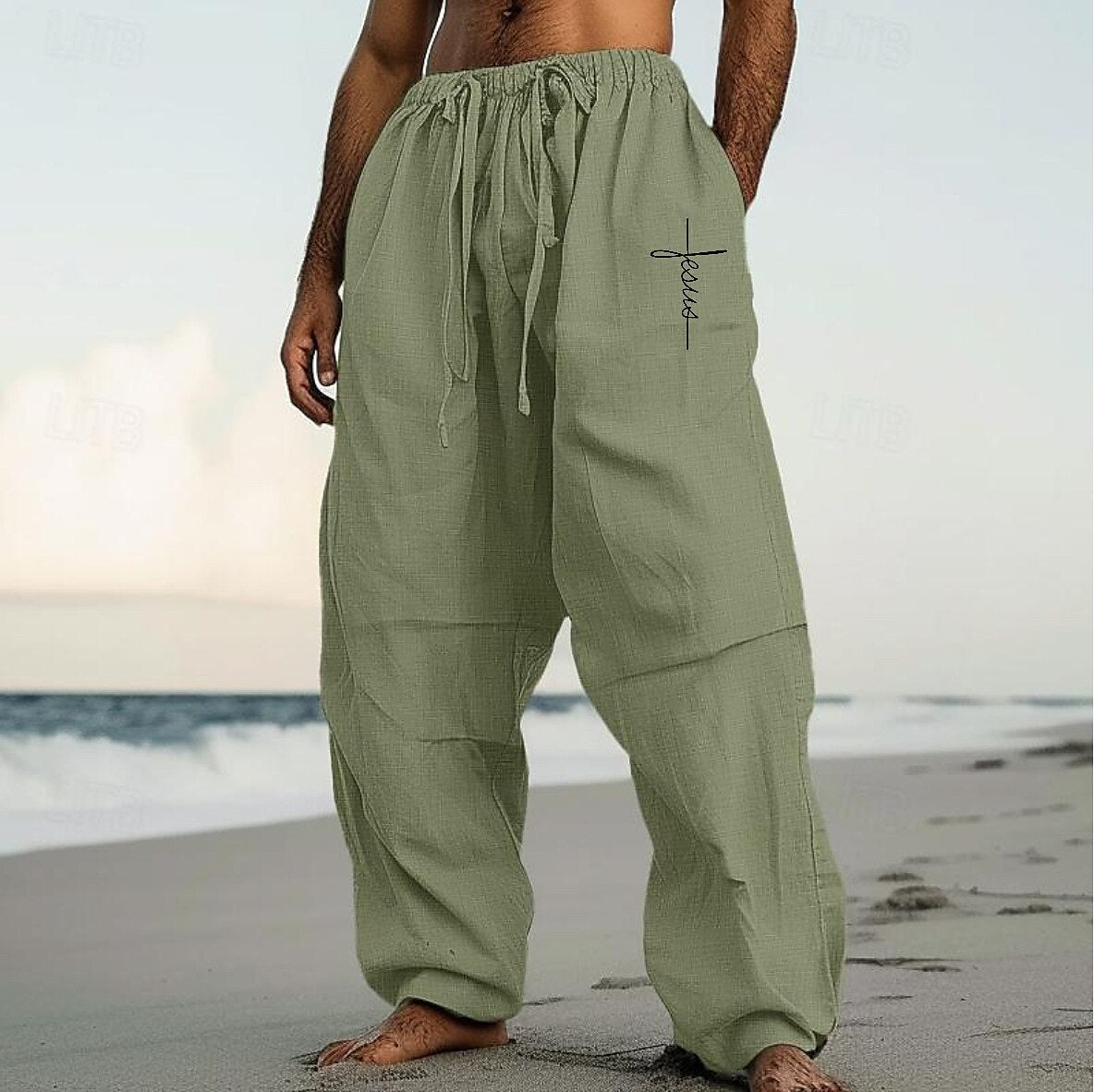 Baggy Linen Drawstring Pants