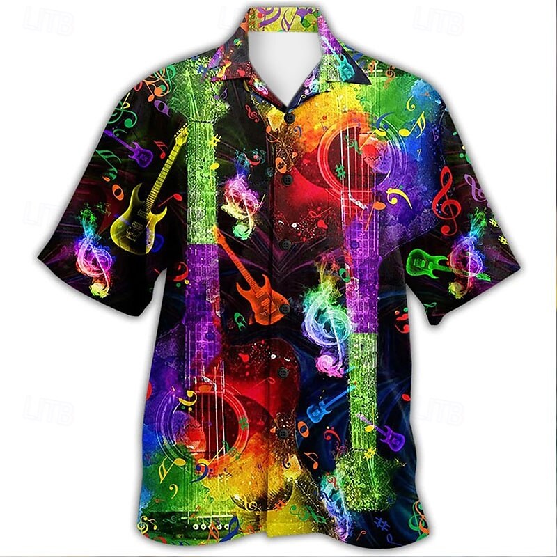 Camiseta de verano con música hawaiana y guitarra