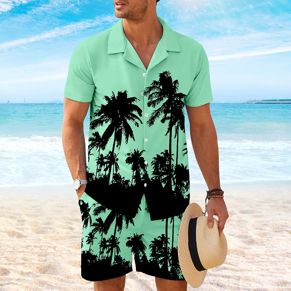 Splash Ink Coconut Palm 2 Piece Shirt Set